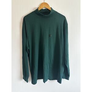 LL Bean Men XL 100% Cotton Green Mock Turtleneck Traditional Pullover 187369 NEW